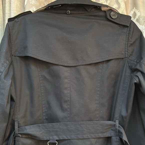Burberry Black Double Breasted Hooded Trench Coat Size 10 - Picture 11 of 16
